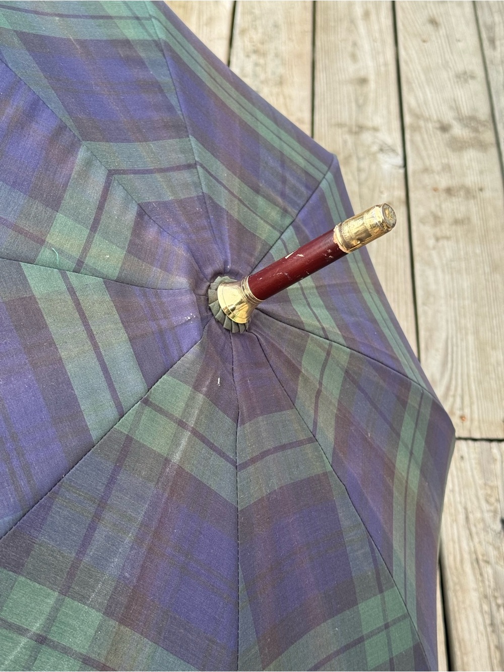 Polo Ralph Lauren Umbrella Tartan Plaid Blackwatch Doorman Hook Crook Handle - Picture 5 of 14